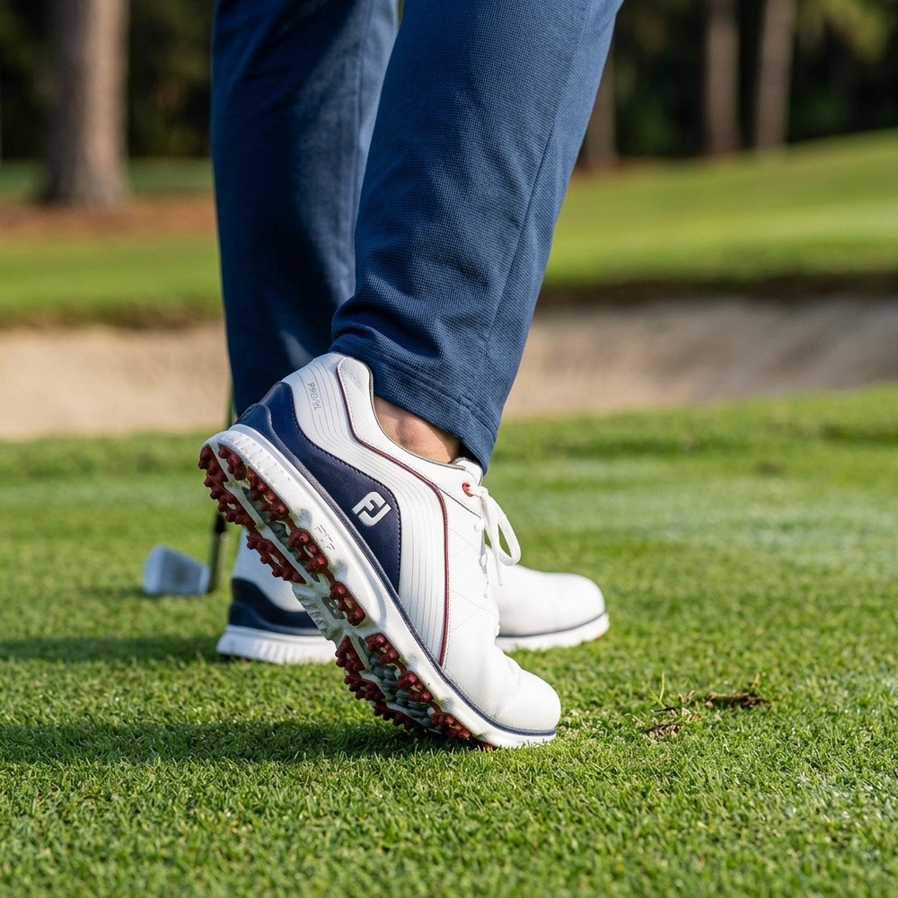 FootJoy Pro SL Golf Shoes Mens 9.5 XW Extra Wide White Navy Red 53269 Leather